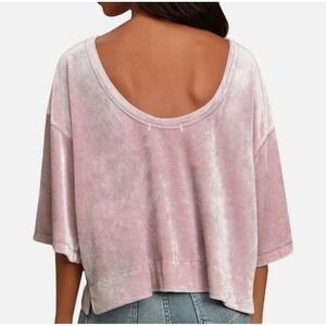 Women's Pink We The Free Mauve‎ Valerie Velour Short Sleeve Top Medium